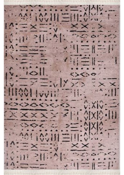 Crea Decolux Vena 8011 Bej Özel Kaymaz Tabanlı Pamuk Dokuma Kilim