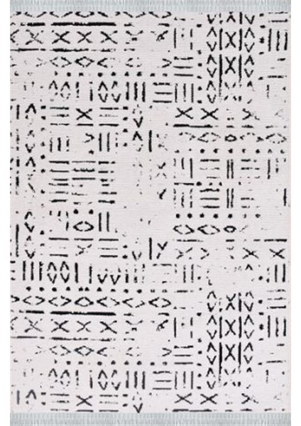 Crea Decolux Vena 8018 Beyaz Özel Kaymaz Tabanlı Pamuk Dokuma Kilim