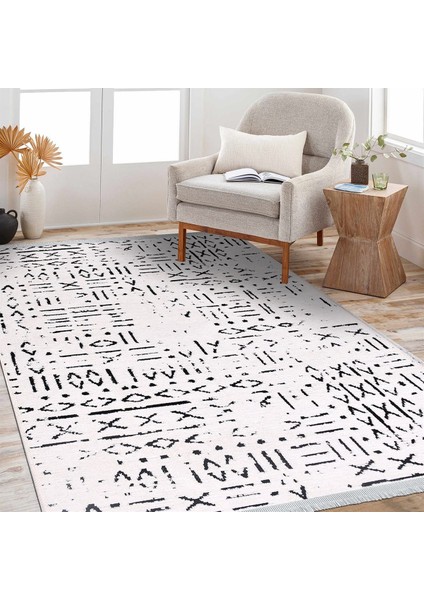 Crea Decolux Vena 8018 Beyaz Özel Kaymaz Tabanlı Pamuk Dokuma Kilim fiyatları