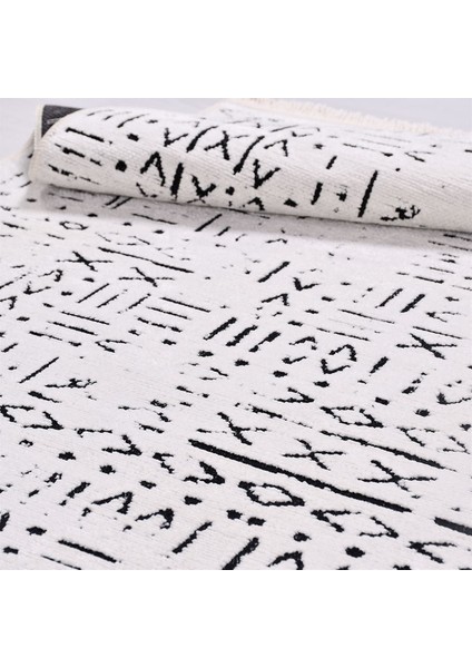 Crea Decolux Vena 8018 Beyaz Özel Kaymaz Tabanlı Pamuk Dokuma Kilim modelleri