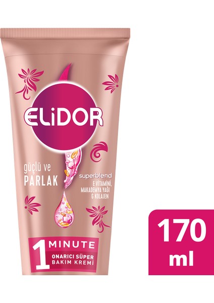 1 Minute Onarıcı Süper Saç Bakım Kremi Güçlü ve Parlak 170 ml