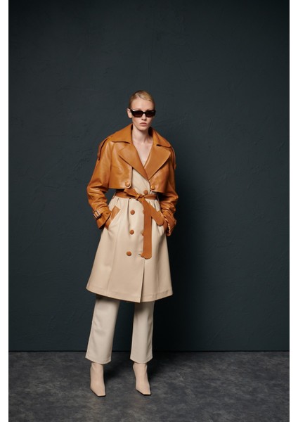 Elsa Bağlamalı Deri Trençkot fiyatları