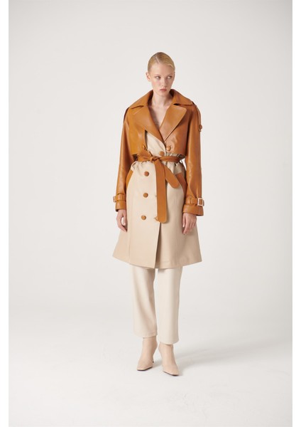 Elsa Bağlamalı Deri Trençkot modelleri