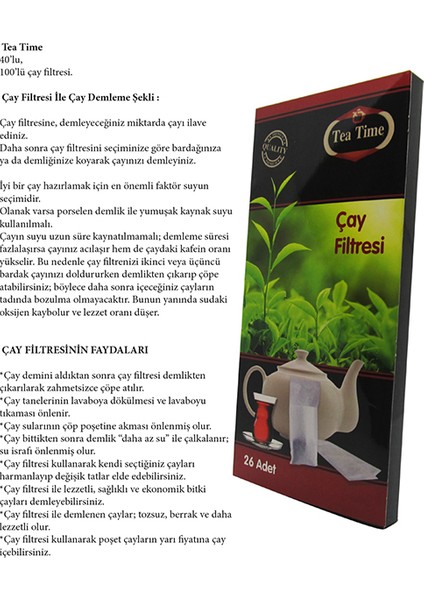 Çay Demleme Poşeti Filtresi 10'lu Paket 260 Poşet