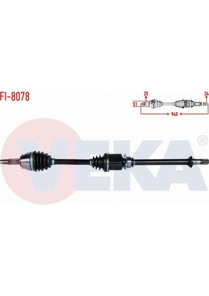 Fıat Doblo (119,123) 1.3 Mjt M-T Uzunluk 940 mm 2005-2010 Komple Aks Sağ Ön 51832278