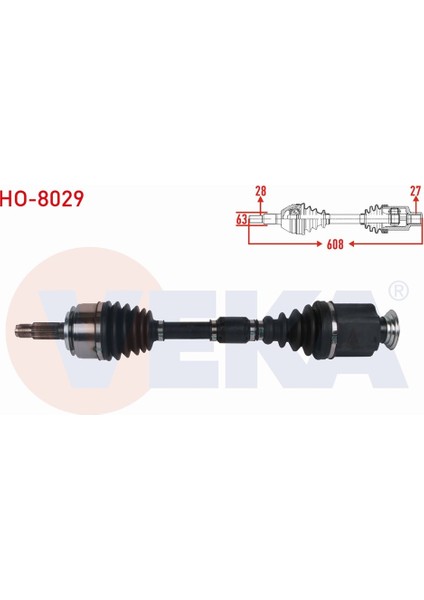 Honda Cıvıc x (Fc) 1. Vtec 6 M-T 2017- Komple Aks Sağ Ön Uzunluk 608MM 44305-TBC-A01|44305-TGG-A01
