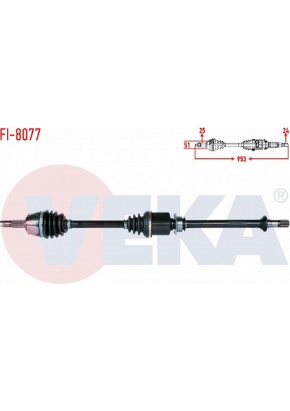 Fıat Egea 1.3 Mjt M-T Uzunluk 953 mm 2015- Komple Aks Sağ Ön 51983848|52078096|52068572