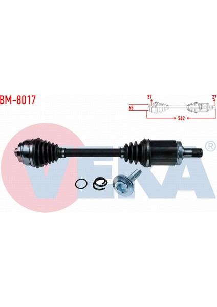 Bmw 5 Serısı (F10) 525 D X-Drıve A-T Uzunluk 562 mm 2010- Komple Aks Sol Ön 31607618681|31607593043