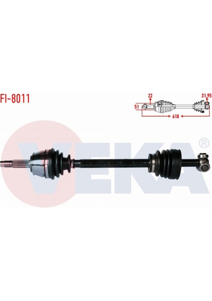 Fıat Doblo (119,223) 1.9 D Uzunluk 618 mm 2001-2010 Komple Aks Sol Ön 46307998|46307623