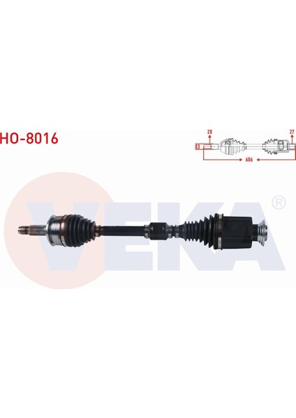 Honda Cıvıc x (Fc) 1.6i A/t Uzunluk 606 mm 2016- Komple Aks Sağ Ön 44305-TEZ-T01