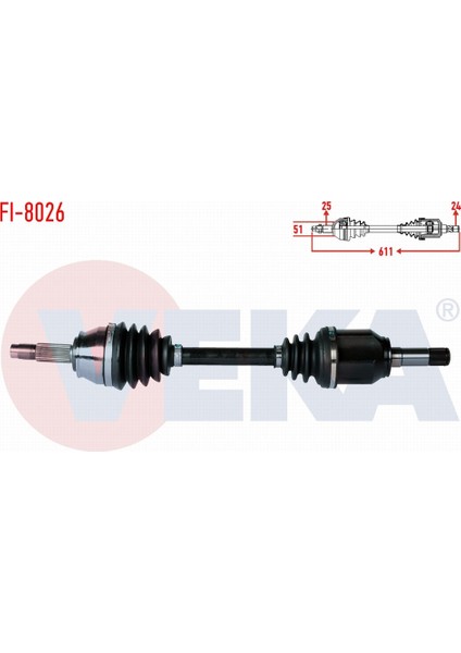 Fıat Doblo (119,223) 1.3 Mjt Uzunluk 611MM 2001-2010 Komple Aks Sol Ön 46307674