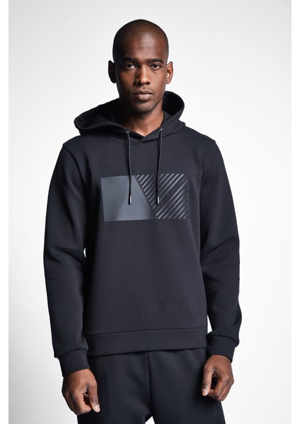 Siyah Erkek Kapüşonlu Sweatshirt 22N-1148