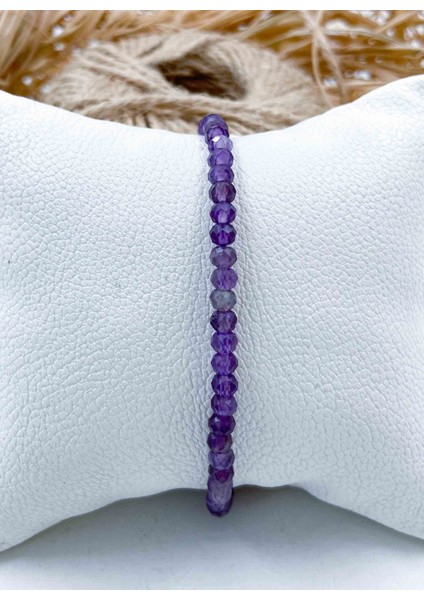 Ametist Doğal Taş Bileklik 3*4 mm