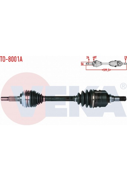 Toyota Corolla (_E10_) 1.6 Abslı 48 Dıs Uzunluk 599,5MM 1992-1997 Komple Aks Sol Ön 43420-05200