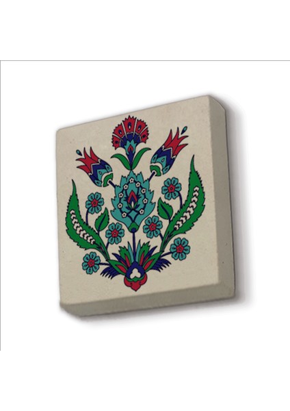Çini Lale ve Karanfil Desen Baskılı Doğaltaş MAGNET(KD-042)