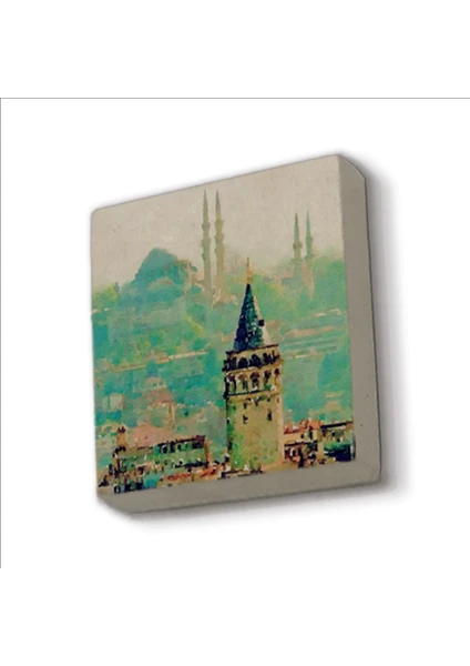 Galata Kulesi + Süleymaniye Camii Baskılı Doğaltaş  MAGNET(KRT-023)