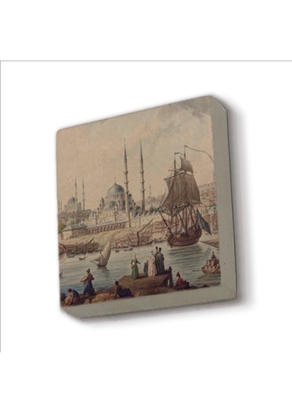 Eminönü Yeni Camii (Çizim, Osmanlı Dönemi) Baskılı Doğaltaş MAGNET(KRT-040)