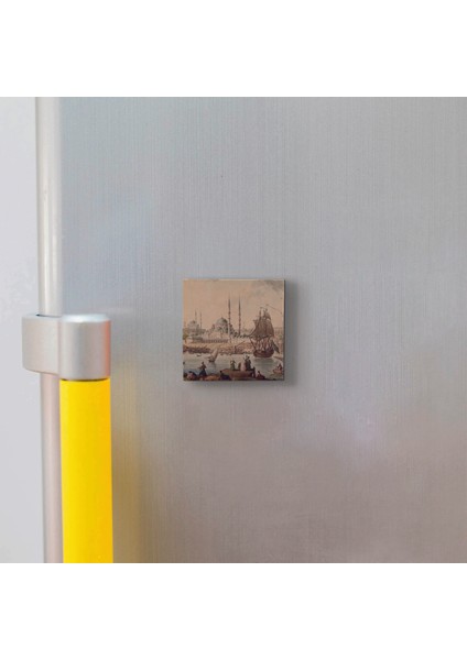 Eminönü Yeni Camii (Çizim, Osmanlı Dönemi) Baskılı Doğaltaş MAGNET(KRT-040) modelleri