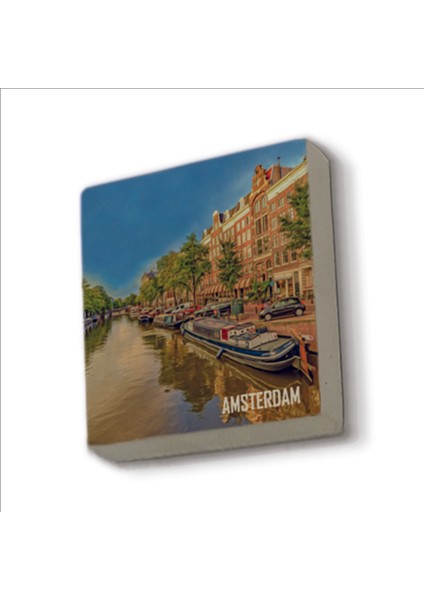 Amsterdam Görseli Baskılı Doğaltaş MAGNET(KRG-015)