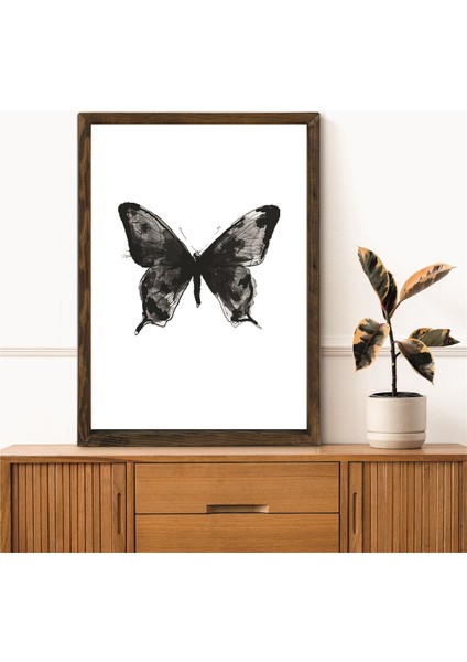 Masif Çerçeveli Kelebek Baskılı Tablo