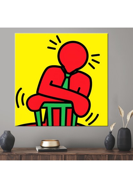 1 Parça Kanvas Tablo, Keith Haring, KH02 Cool Glober Kanvas Baskı, Soyut Adam Duvar Süsü,