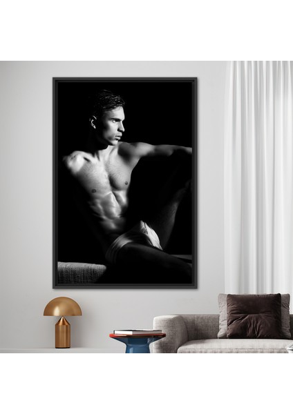 1 Parça Siyah Çerçeveli Kanvas Tablo, Şehvetli Adam Fotoğrafı, Yatak Odası Kanvas, Baskılı, fiyatları