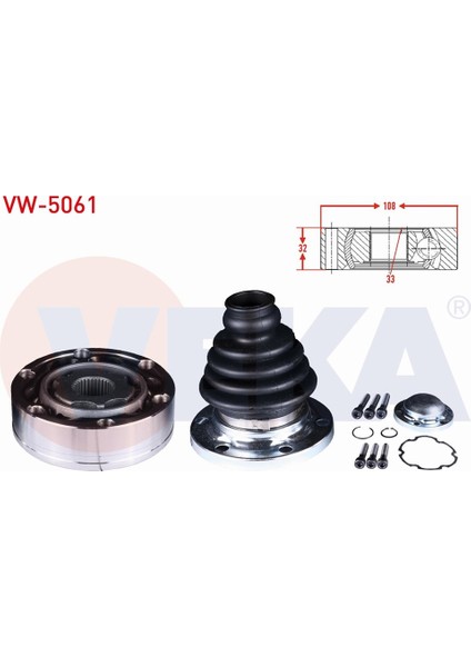 Volkswagen Caddy Iıı (2ka,2kh,2ca,2ch) 1.9 Tdı 04 - 10 Aks Kafası Sol - Sağ Ön Iç 33X35X108 191498103CV fiyatları