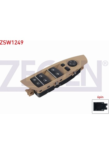 Bmw 5 Serısı (F10) - (F07) 2009 - Ayna Ayar ve Cam Açma Anahtarı Grup 6 Pin Çerçeveli Bej 61319241915