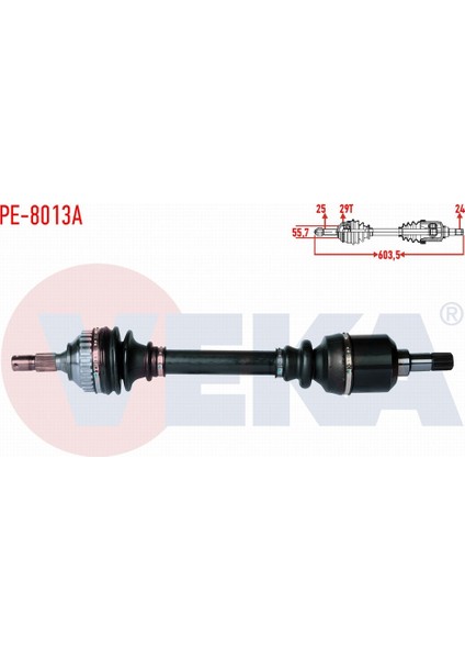 Peugeot 306 (7b,n3,n5) 1.9 D Abslı 29 Dıs Uzunluk 603,5MM 1993 - 2002 Komple Aks Sol Ön 3272.0F