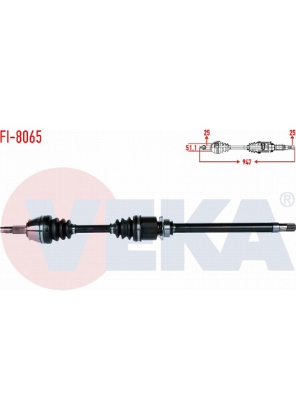 Fıat Lınea 1.6 Mjt 07 - / Grande Punto 1.3 Mjt Euro 4 05 - 12 Komple Aks Sağ Ön Uzunluk 947MM 55702107