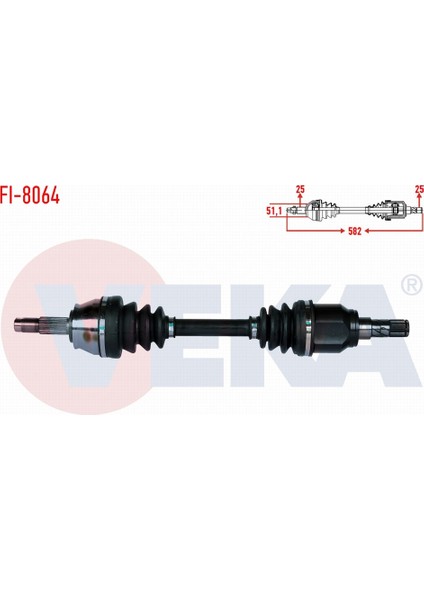 Fıat Lınea 1.6 Mjt 07 - / Grande Punto 1.3 Mjt Euro 4 05 - 12 Komple Aks Sol Ön Uzunluk 582MM 51808108