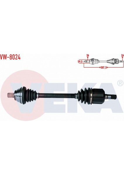 Volkswagen Golf Vı (5k1) 1.6i A - T Uzunluk 587.5MM 2008 - 2013 Komple Aks Sol Ön 1K0407451PX modelleri