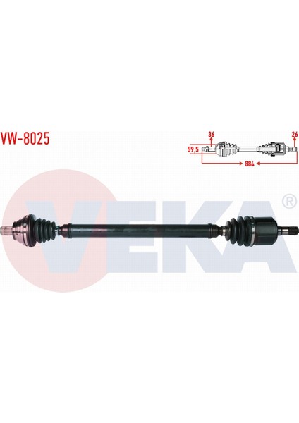 Volkswagen Golf Vı (5k1) 1.6i A - T Uzunluk 884MM 2008 - 2013 Komple Aks Sağ Ön 1K0407452QX modelleri