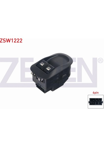 Peugeot 206 1998 - 2006 / 206+ 2009 - 2013 / 306 1993 - 2002 Cam Açma Anahtarı Çiftli 6 Pin 96316306XT