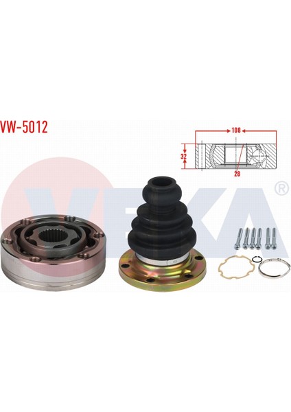 Volkswagen Transporter IV (70XB,70XC,7DB,7DW) 1.9 D 90 - 03 Aks Kafası Sol - Sağ Ön Iç 28X32X108 modelleri
