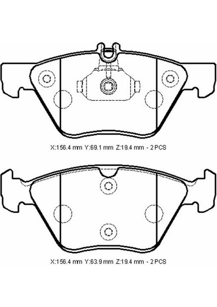 Mercedes E Class - W210 - 96/99 Ön Fren Balatası KABLOSUZ) DİSK (156,4X69,1X19,4/156,4X63,9X19,4) BRAMAX A0024205020