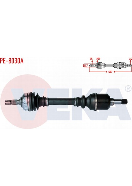Peugeot Partner (5,5f) 2.0 Hdı Abslı 29 Dıs Uzunluk 597 mm 1996 - 2008 Komple Aks Sol Ön 3272.6W