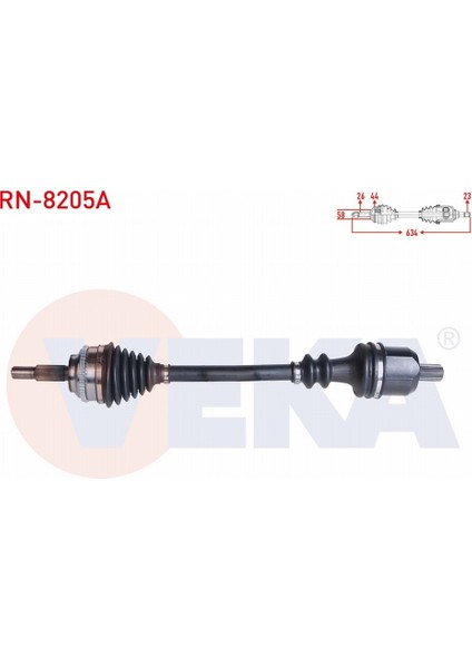 Renault Megane I (Ba0/1) 1.6i 16V A - T Abslı 44 Dıs Uzunluk 634 mm 96 - 03 Komple Aks Sol Ön 80283726