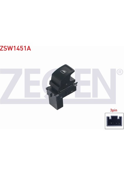 Golf Vıı - Passat - Polo - Superb - Leon - Altea 12 - Cam Açma Anahtarı Tekli 3 Pin Beyaz Işık 5G0959855