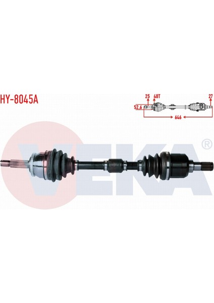Hyundaı I20 (Pb, Pbt) 1.4 Crdı M - T Abslı 48 Dıs Uzunluk 646MM 2008 - 2015 Komple Aks Sol Ön 495001J400