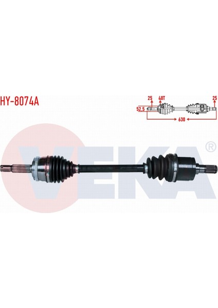 Hyundaı Getz (Tb) 1.3i - 1.4i - 1.6i 02 - 08 Komple Aks Sol Ön Absli 48 Dış Uzunluk 630MM 49500 - 1C250