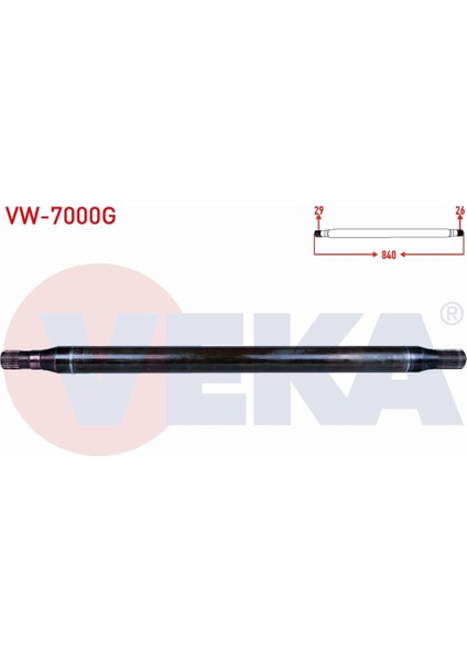 Volkswagen Crafter Aks Mili Sol Arka Kısa Ince Güçlendirilmiş 29X26 Uzunluk 840MM 2E0501172G