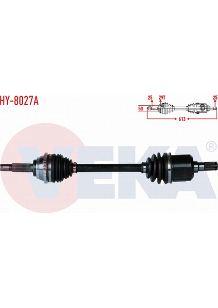 Hyundaı Accent Admıre 1.3 - 1.5 - 1.6 2003 - 2006 Komple Aks Sol Ön Absli 29 Dış Uzunluk 613MM 49500 - 25300
