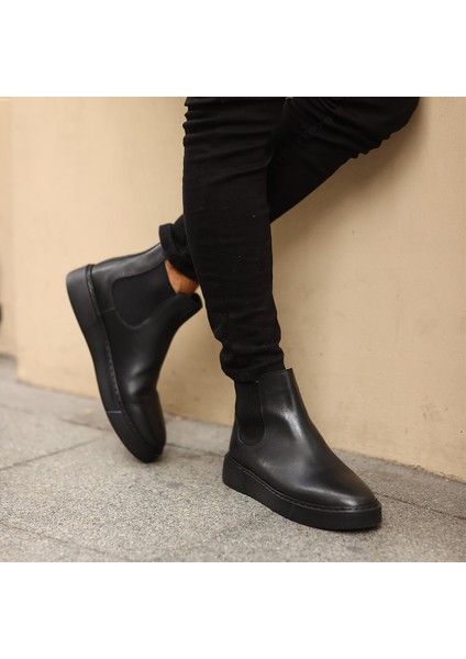 Sail Lakers - Siyah Deri Eva Taban Unisex Chelsea Bot
