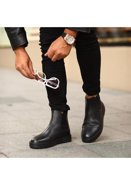 Sail Lakers - Siyah Deri Eva Taban Unisex Chelsea Bot