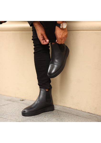 Sail Lakers - Siyah Deri Eva Taban Unisex Chelsea Bot
