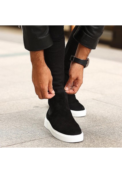 Sail Lakers - Siyah Süet Deri Eva Taban Unisex Chelsea Bot modelleri
