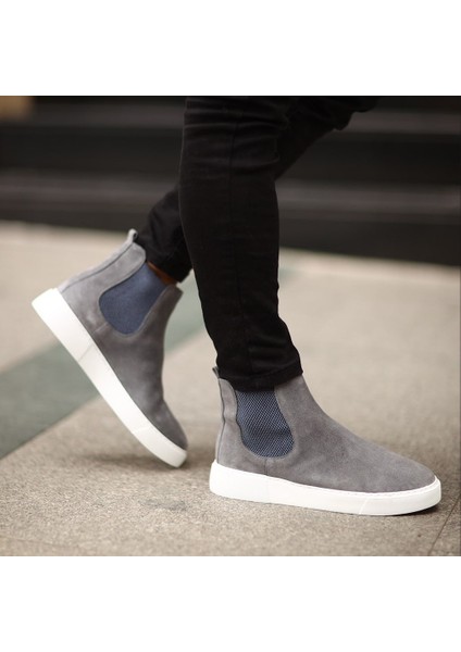 Sail Lakers - Gri Süet Deri Eva Taban Unisex Chelsea Bot modelleri