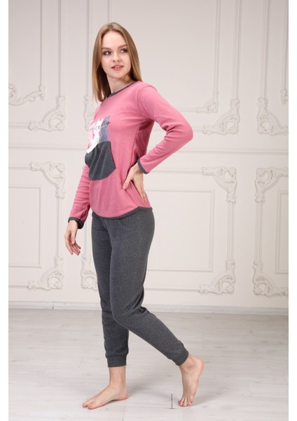 Cepli Baskılı Pijama Takım