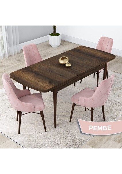 Concept Kar Serisi 80 x 132 cm Açılabilir Mdf Mutfak Masa Takımı Barok Ahşap Desen Masa 4 Sandalye fiyatları